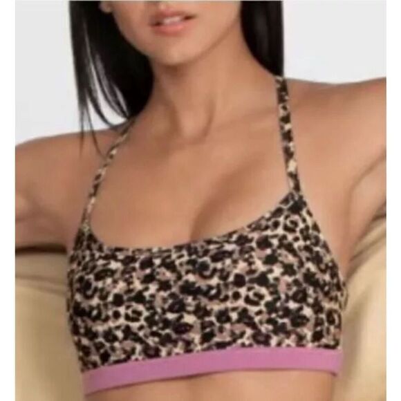 NWT Johnny Was Calme Endurance Cross Back Sports Bra II In Mauve Leopard Medium - Picture 6 of 6